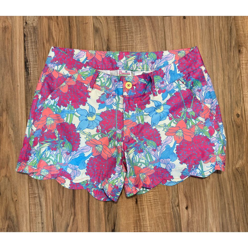 Birdies and Bows‎ Floral Scalloped Golf Shorts Size Small